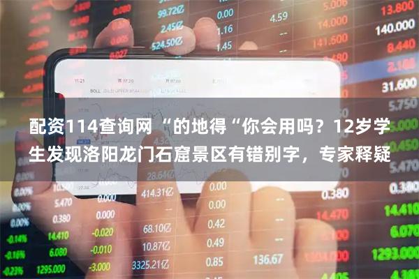 配资114查询网 “的地得“你会用吗？12岁学生发现洛阳龙门石窟景区有错别字，专家释疑