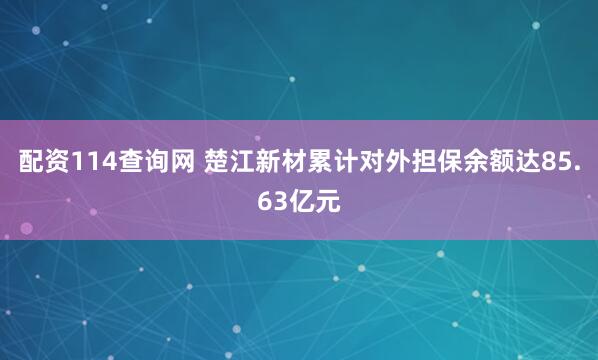 配资114查询网 楚江新材累计对外担保余额达85.63亿元
