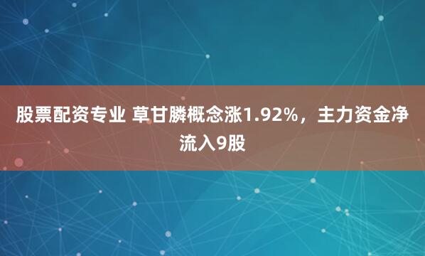 股票配资专业 草甘膦概念涨1.92%,主力资金净流入9股